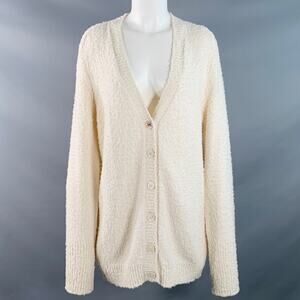 MAISON MARGIELA Size XS Cream Cotton Polyamide Shaggy Knit Cardigan